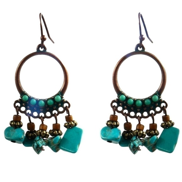 Ethnic Boho Style geometric women’s drop pierced earrings. - Picture 2 of 6